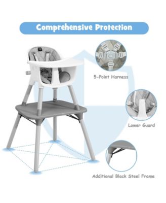 4-in-1 Baby Convertible Toddler Table Chair Set with PU Cushion