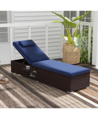 Outdoor PE RattanChaise Lounge with 6-level Backrest