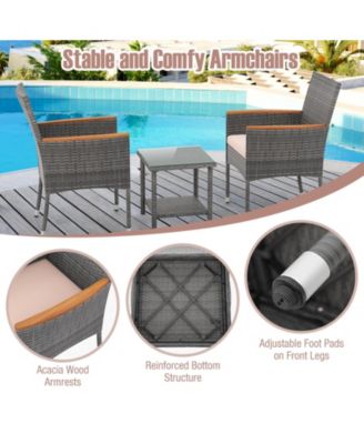 5 Pieces Patio Conversation Set with Soft Cushions and Ottomans