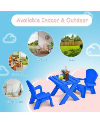 3-Piece Plastic Children Play Table Chair Set