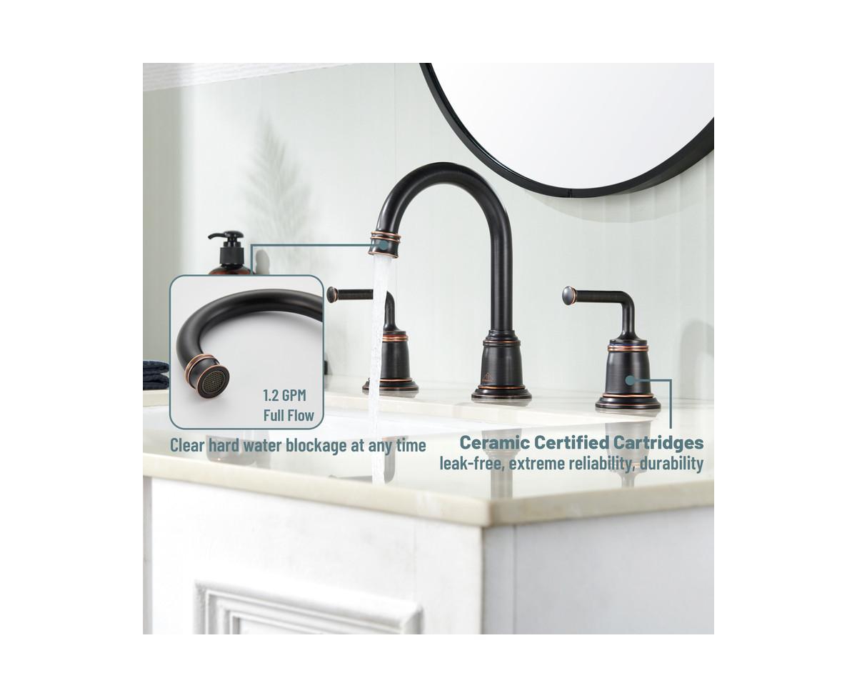 Casainc 8 Inch Widespread 2-Handle Bathroom Sink Faucet with Drain Assembly