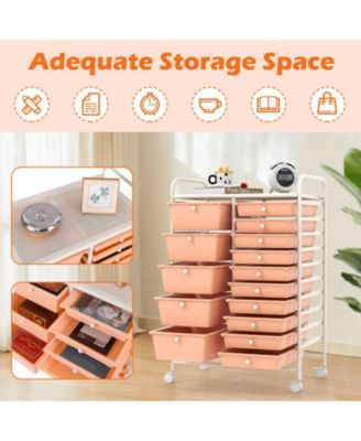 15-Drawer Utility Rolling Organizer Cart Multi-Use Storage