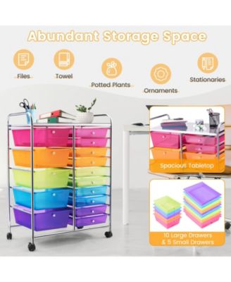 15-Drawer Utility Rolling Organizer Cart Multi-Use Storage