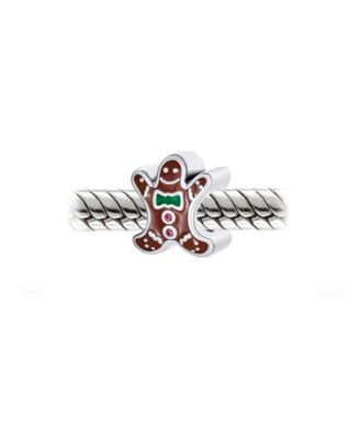 Christmas Gingerbread Man Cookie Charm Bead Sterling Silver
