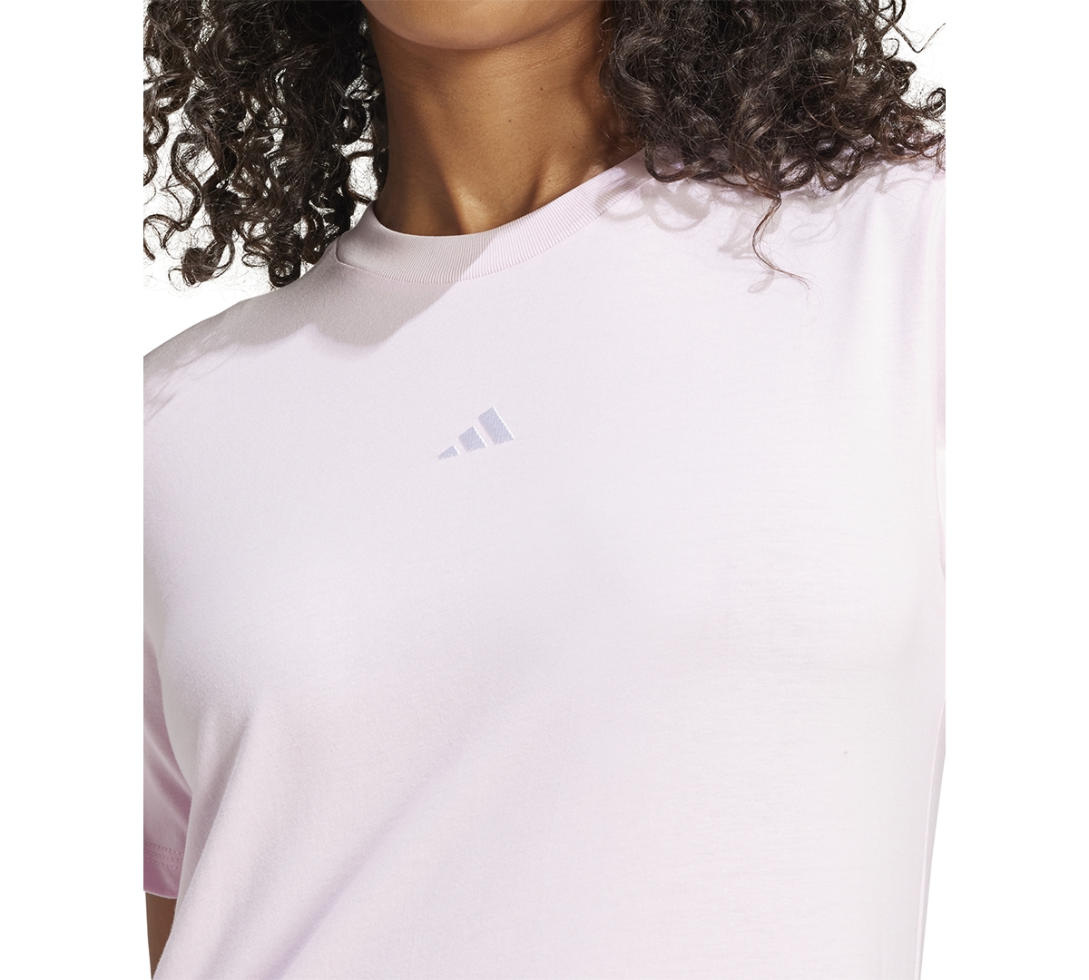 Adidas Originals Women's Short-sleeve Cotton Crewneck Logo T-shirt In Clear Pink