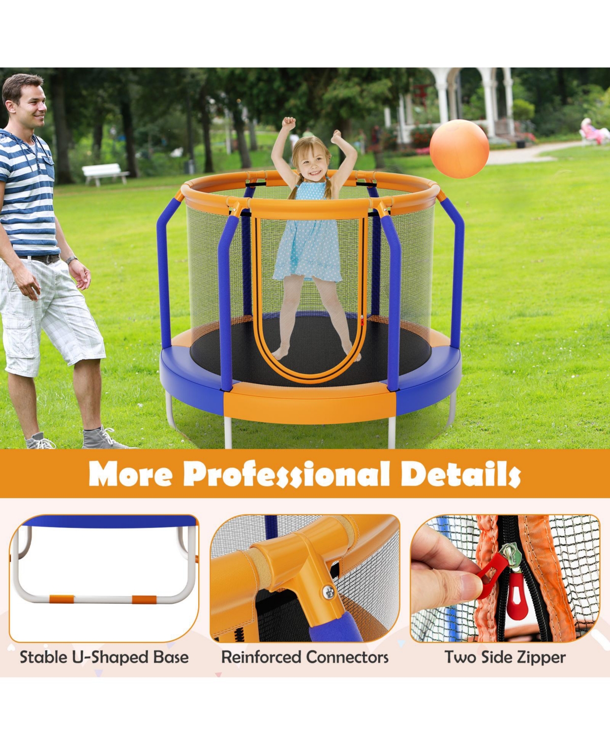 Gouun Mini Trampoline with Enclosure and Heavy-duty Metal Frame
