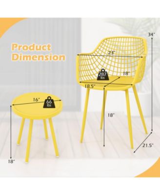 3 Piece Patio Chair Set with PP Seat and Tabletop for Porch