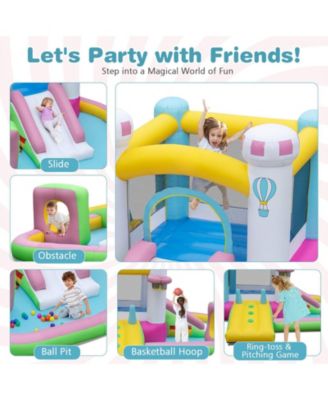 Inflatable Bounce House Bouncy Castle with Slide and Obstacle and Ball Pit without Blower