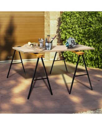 2 Pack Heavy Duty Sawhorse with Steel Folding Legs