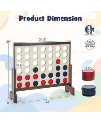 Wooden4-in-a-row Game Set with 42 PCS Chips and 600D Oxford Fabric Carrying Bag