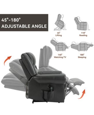  1 Pc  Faux Leather Heat Dual Motor Massage Power Lift Recliner Chair