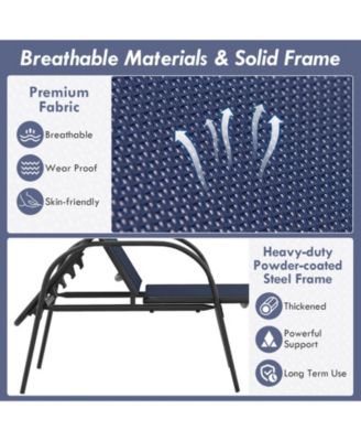 2 Pcs Outdoor Patio Lounge Chair Chaise Fabric with Adjustable Reclining Armrest