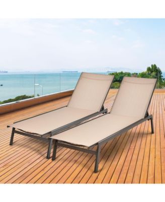 Outdoor Reclining Chaise Lounge Chair with 6-Position Adjustable Back