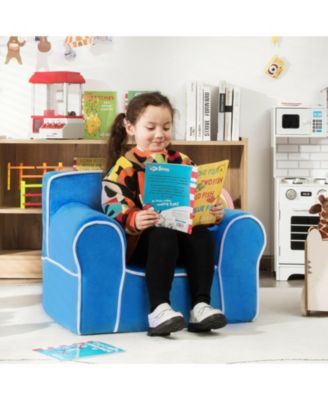 Upholstered Kids Sofa with Velvet Fabric and High-Quality Sponge