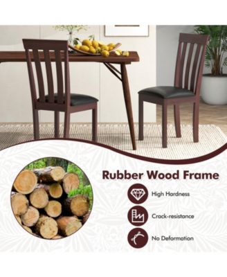 Dining Chair Set of 2 Upholstered Wooden Kitchen Chairs with Padded Seat and Rubber Wood Frame