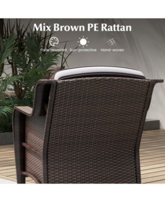 3 Pieces Outdoor Rattan Furniture Set with Cushions and Tempered Glass Table