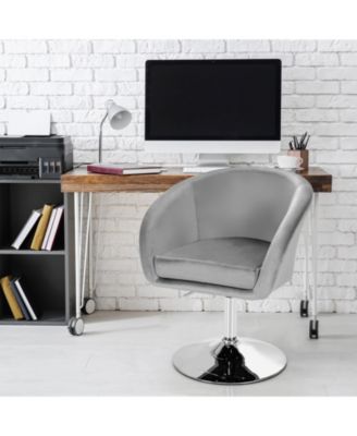 360 Degree Swivel Makeup Stool Accent Chair with Round Back and Metal Base