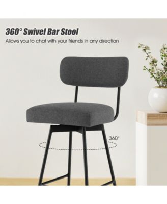 25 Inch 2-Piece Modern Upholstered Bar Stools with Back and Footrests