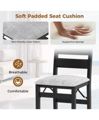 Modern Upholstered Folding Chairs Set of 2 with Comfy Backrest