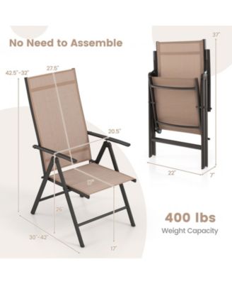 1 Piece Patio Folding Dining Chairs with 7-Level Adjustable High Backrest