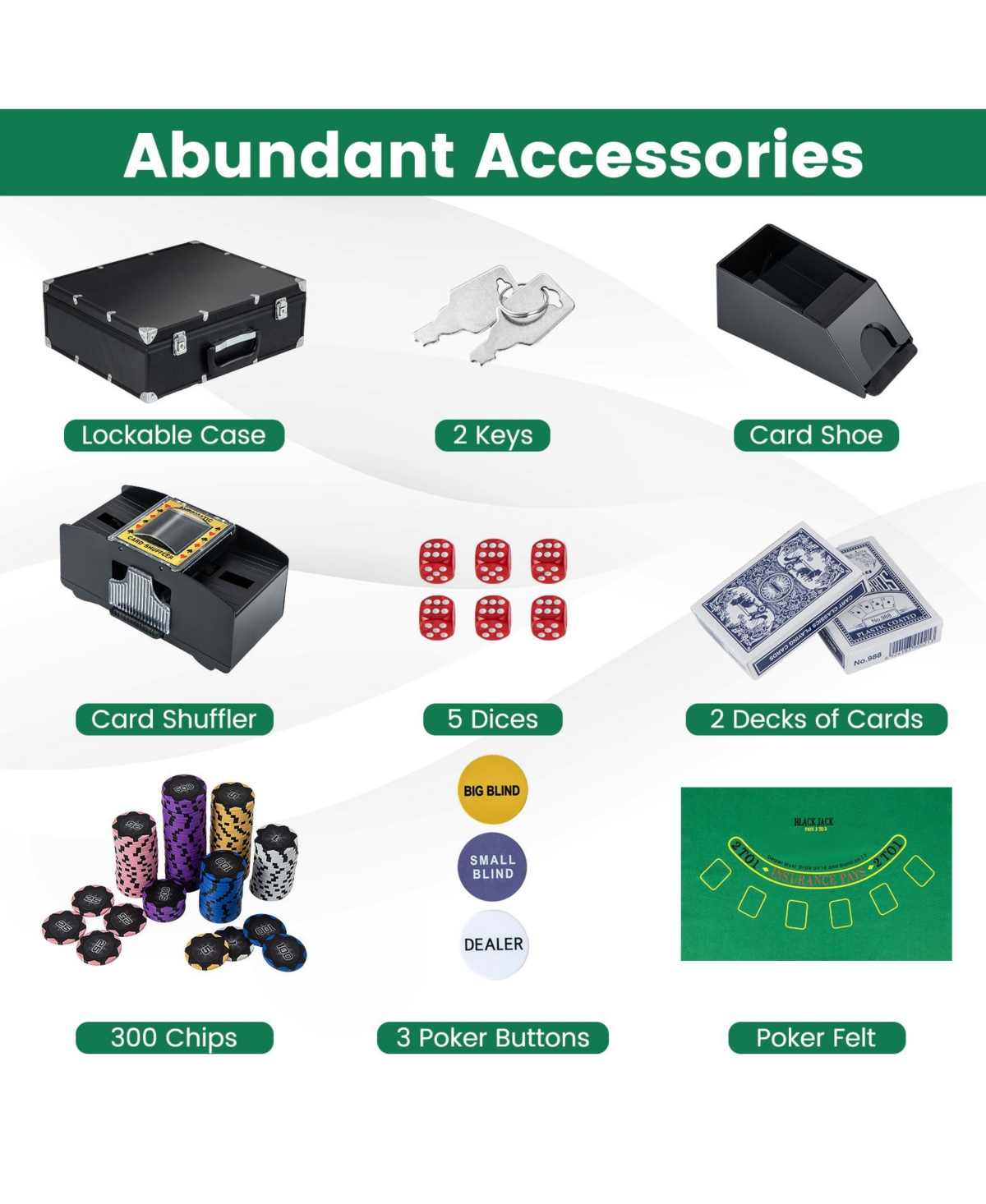 Gouun 14 Gram Poker Chips 300 Pieces Casino Poker Chip Set