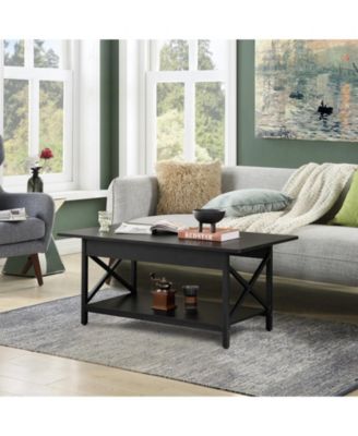 2-Tier Industrial Rectangular Table with Storage Shelf