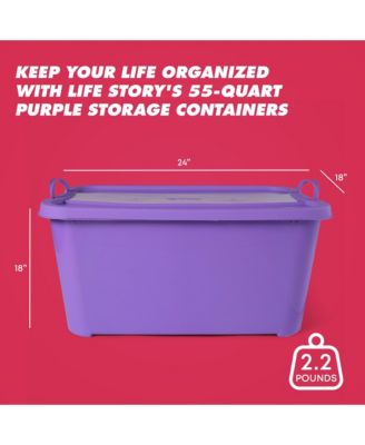 Purple Stackable Closet Organization Storage Box, 55 Quart (6 Pack)
