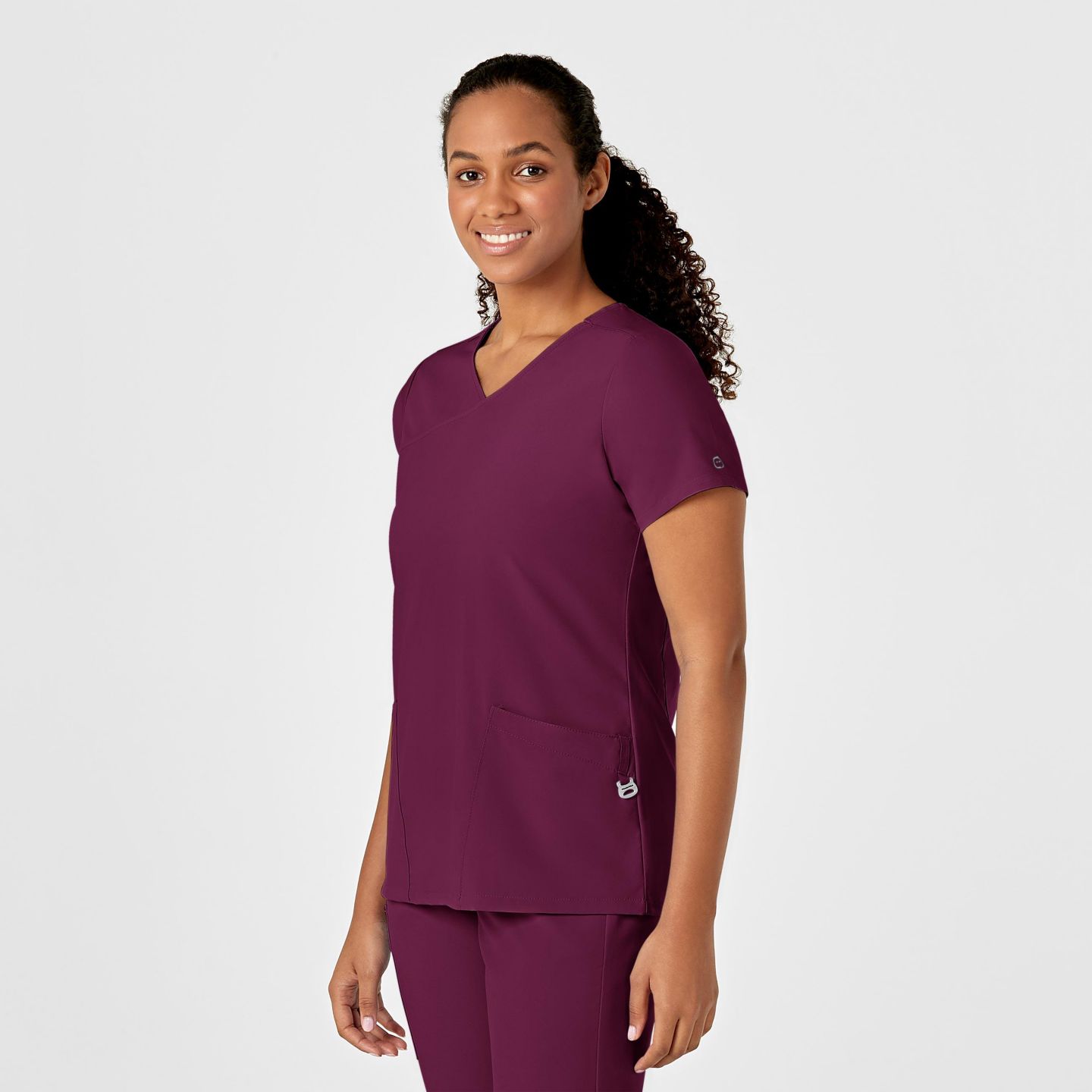 Женский топ Wink Plus Size W123 Y-Neck Wrap Scrub, цвет: Винный — фото 5