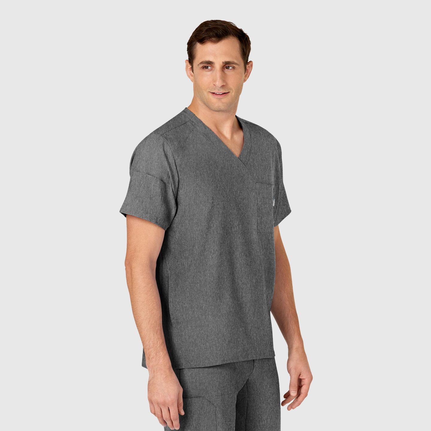 Мужской топ Wink W123 V-Neck Scrub, цвет: Угольный меланжевый — фото 4