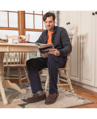 Men's Paul Printed Berber Suede Moccasin Slippers Wide