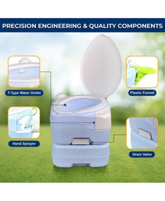 15-Liter Outdoor Portable Toilet with Extra Large Seat, Moonwhite