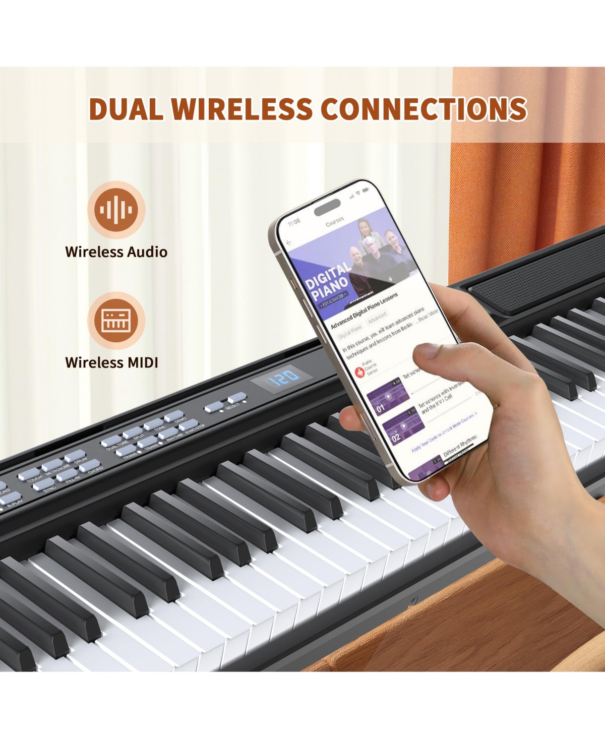 Skonyon 88 Key Digital Piano Keyboard Portable Electric Piano with 8 Accessories