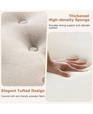 29 Inch Large Round Ottoman Table 2-Tier Upholstered Tufted Footrest Ottoman with Flip-up Top