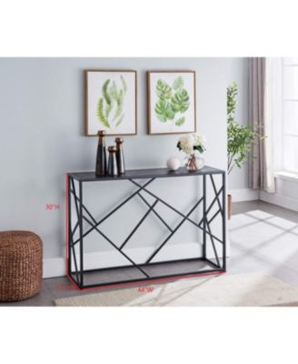 Macon Modern Console Sofa Table, Black Metal Frame & Gray Wood - Perfect for Entryways and Living Rooms