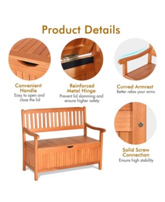 33 Gallon Wooden Storage Bench with Liner for Patio Garden Porch