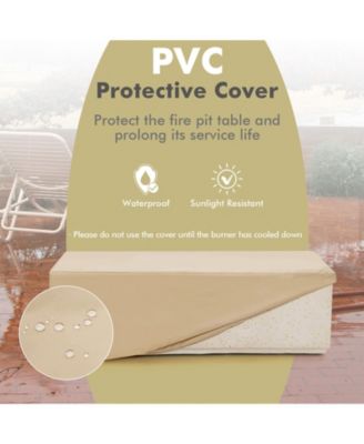 42 Inch 50 000 BTU Rectangle Terrazzo Fire Pit Table with PVC Cover