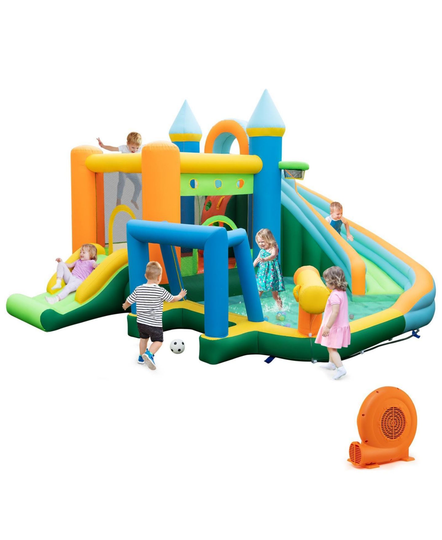 Детские игрушки GOUUN Inflatable Water Slide with Dual Slides and Splash Pool Bounce House, For 2 Children, Ages 3-10, цвет: Синий — фото 5