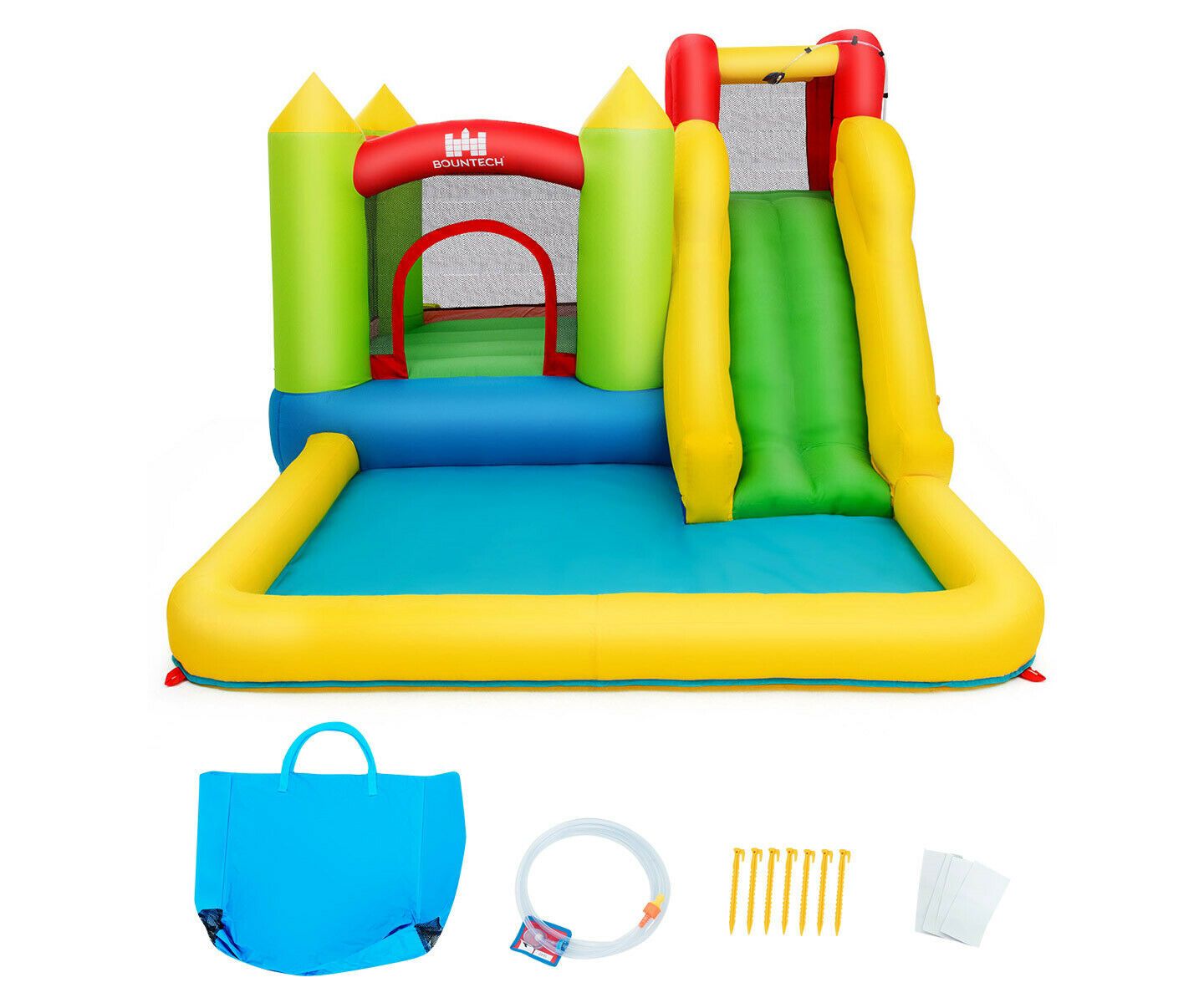 Детская игрушка GOUUN Inflatable Bounce House Water Slide, 138"L x 110.5"W x 75"H, Blower Sold Separately, For 3 Players, Ages 3+, цвет: Зелёный — фото 10