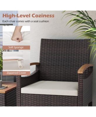 Patio Dining Chairs Set of 4 with Acacia Wood Armrest and Heavy Duty Metal Frame-4 Pieces