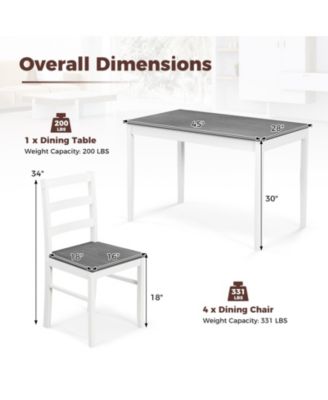 5-Piece Wooden Dining Set with Rectangular Table and 4 Chairs