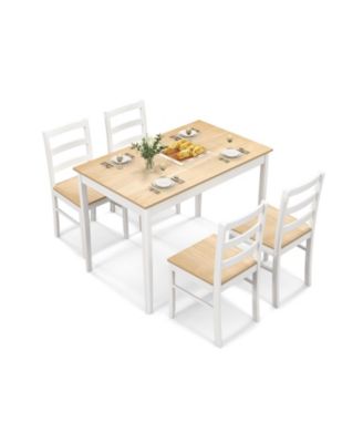 5-Piece Wooden Dining Set with Rectangular Table and 4 Chairs