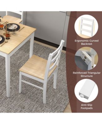 5-Piece Wooden Dining Set with Rectangular Table and 4 Chairs