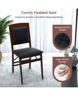 Set of 2 Folding Dining Chairs with Padded Seat and High Backrest