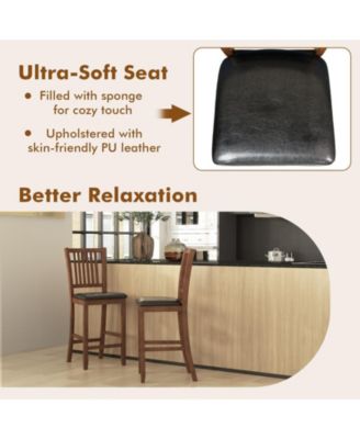 2-Piece Bar Chair Set Counter Height Bar Stool with Backrest