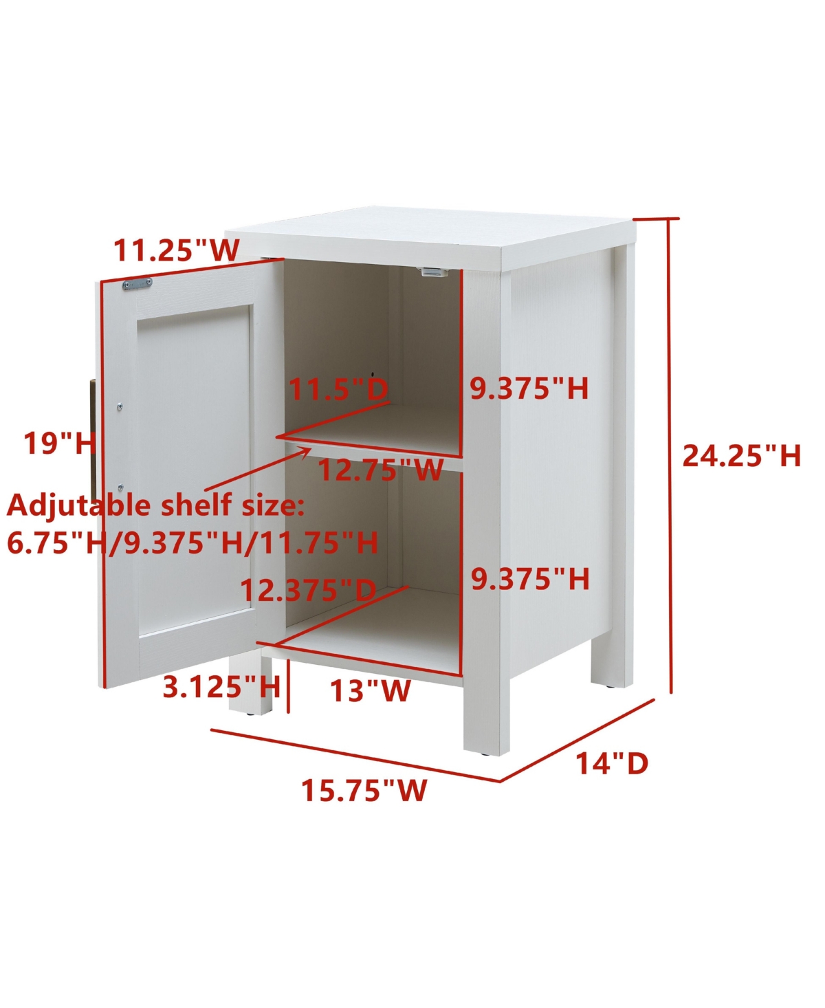 Kings Brand Furniture Sendero Side End Table Nightstand with Storage Cabinet - Modern & Stylish Bedside Table with Storage Shelf Perfect for Bedroom