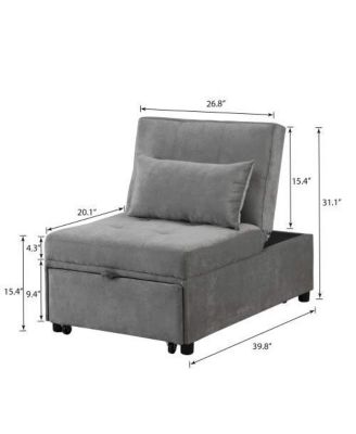 4 in 1 Adjustable Footstool Bed Stool Guest Sofa Chair, Modern Sleeper Sofa Guest Bed with Adjustable Backrest and Pillow for Bedroom, Living Room, Small Room Apartment