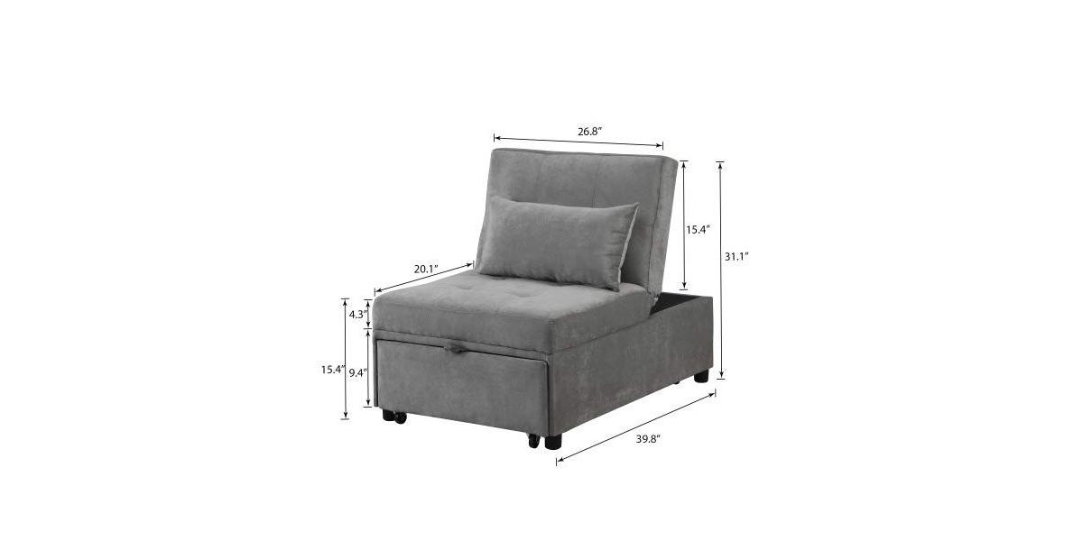 gaomon 4 in 1 Adjustable Footstool Bed Stool Guest Sofa Chair, Modern Sleeper Sofa Guest Bed with Adjustable Backrest and Pillow for Bedroom, Living R