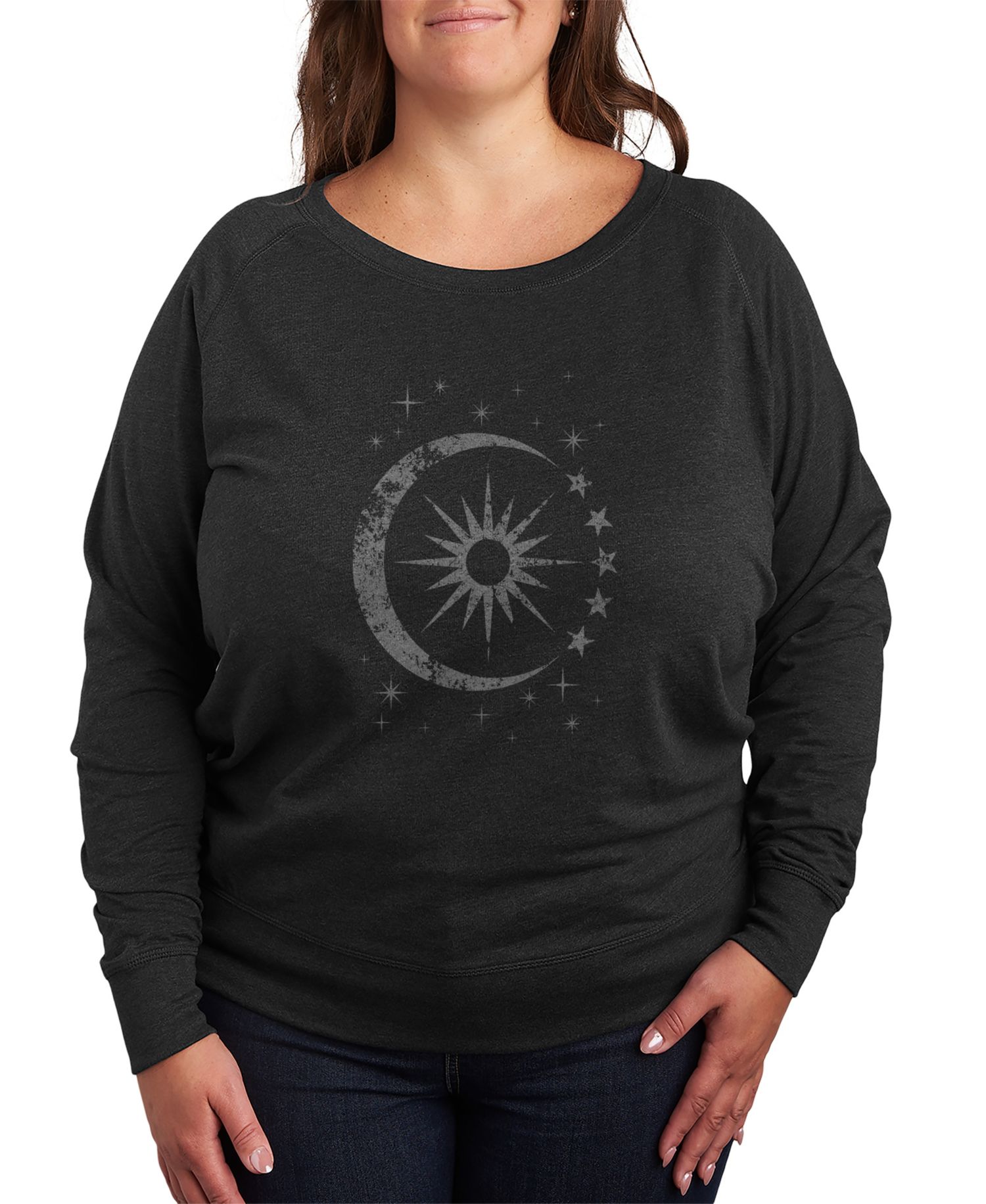 Plus Size Trendy Stars Moon Graphic Pullover Top