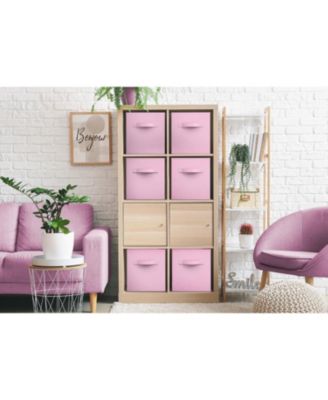 11 Inch 6 Pack Foldable Fabric Storage Cube Bins with Handles - for Organizing Pantry, Closet, Nursery, Playroom, and More (Pastel Pink