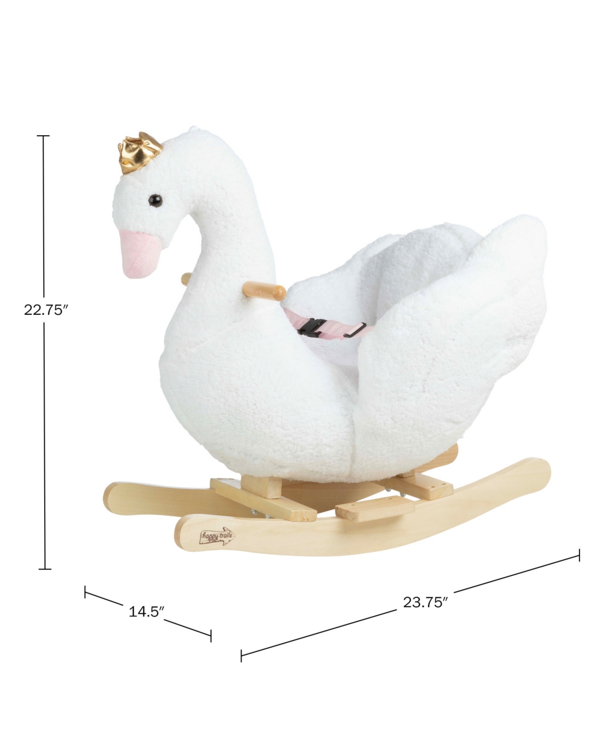 Trademark Global Happy Trails Swan Plush Rocking Horse In White